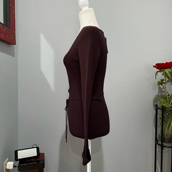 NEW BCBGMaxAzria Longline Ribbed Belted V Neck Fitted Layering Sweater S NWT - Picture 13 of 16